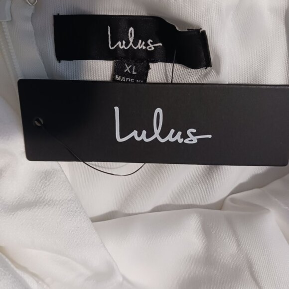 NEW‎ Lulus Likely Lover Ivory Satin Asymmetrical Cowl Neck Romper 2" Inseam XL - Picture 13 of 16